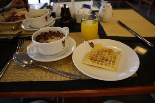 バイキング形式の朝食はバラエティーに富んでいた